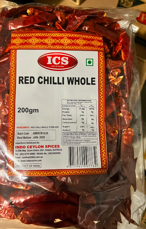 red chilli whole